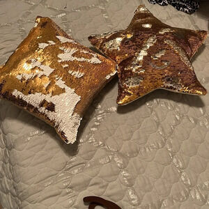 MERMAID~TWO PILLOWS~GOLD/ WHITE~